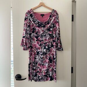 Connected Apparel Pink Floral long sleeve dress